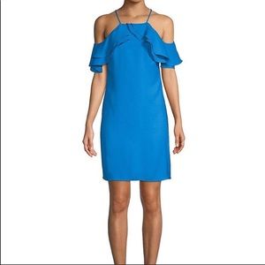 Nicole Miller ruffle cold shoulder dress